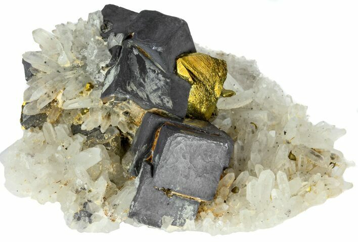 Galena, Chalcopyrite and Quartz Crystal Cluster - Bulgaria #62248